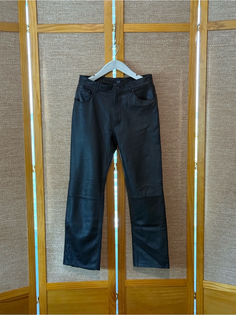 Gap Men's Black Leather Straight-Leg Jeans